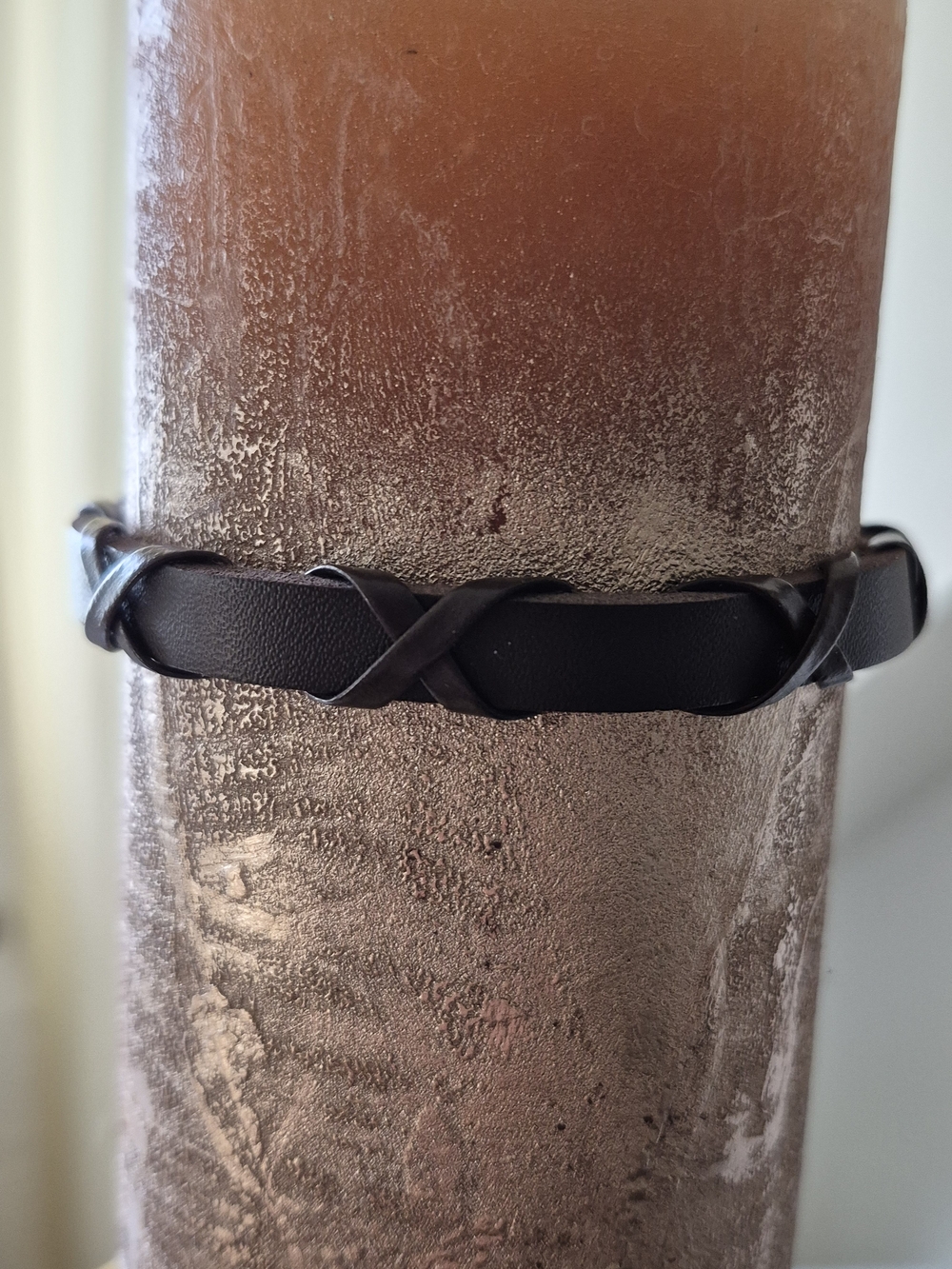 Men's Brown Braided Leather Bracelet - Unbranded